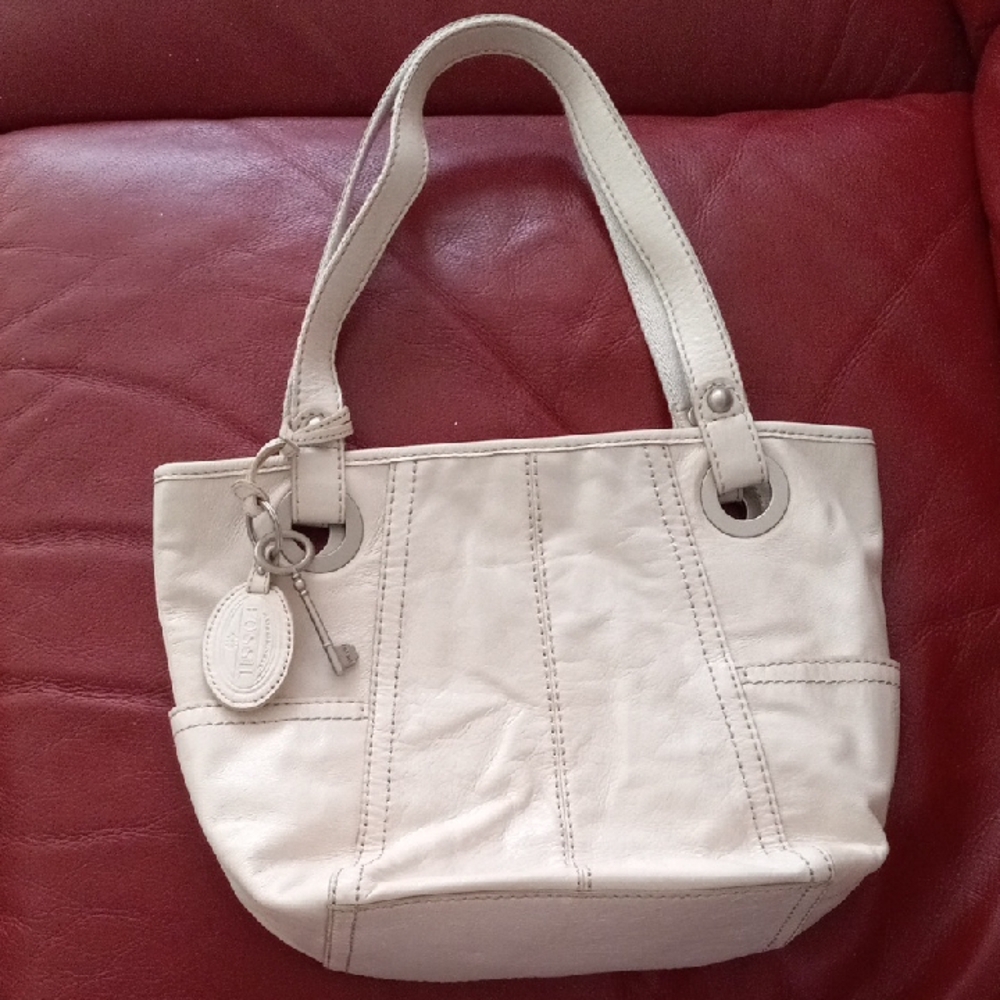 Elegant Cream Leather Tote Bag